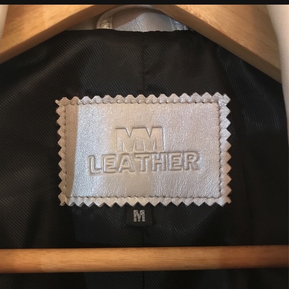 Womens Shiny Platinum Silver Leather Motorcycle Jacket - Picture 9 of 9